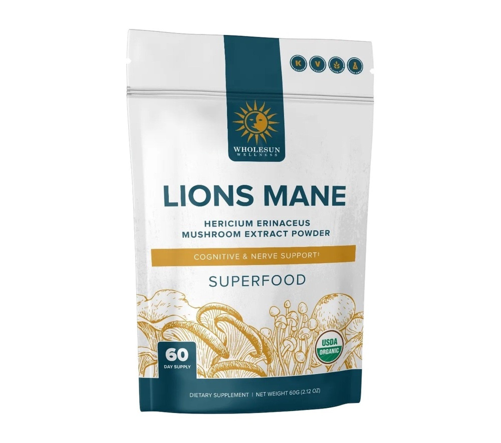 WholeSun Wellness Lion's Mane 60 g (2.12 oz) Powder