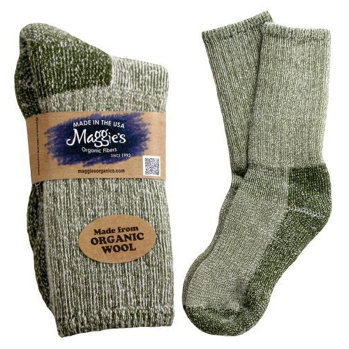 Maggie&#39;s Organics Killington Mountain Hiker Socks Olive 1 Pair Pack