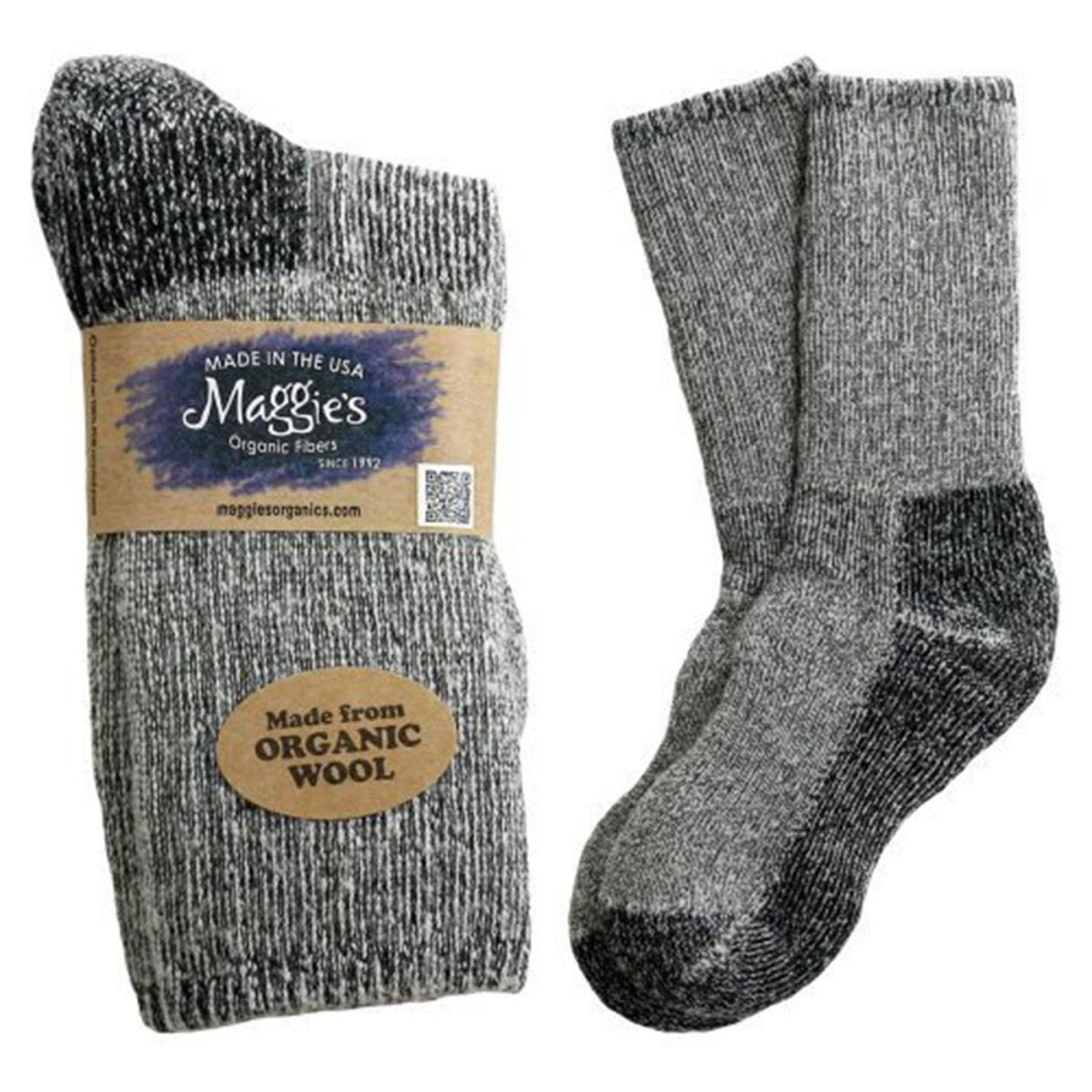 Maggie&#39;s Organics Killington Mountain Hiker Socks Black 1 Pair Pack