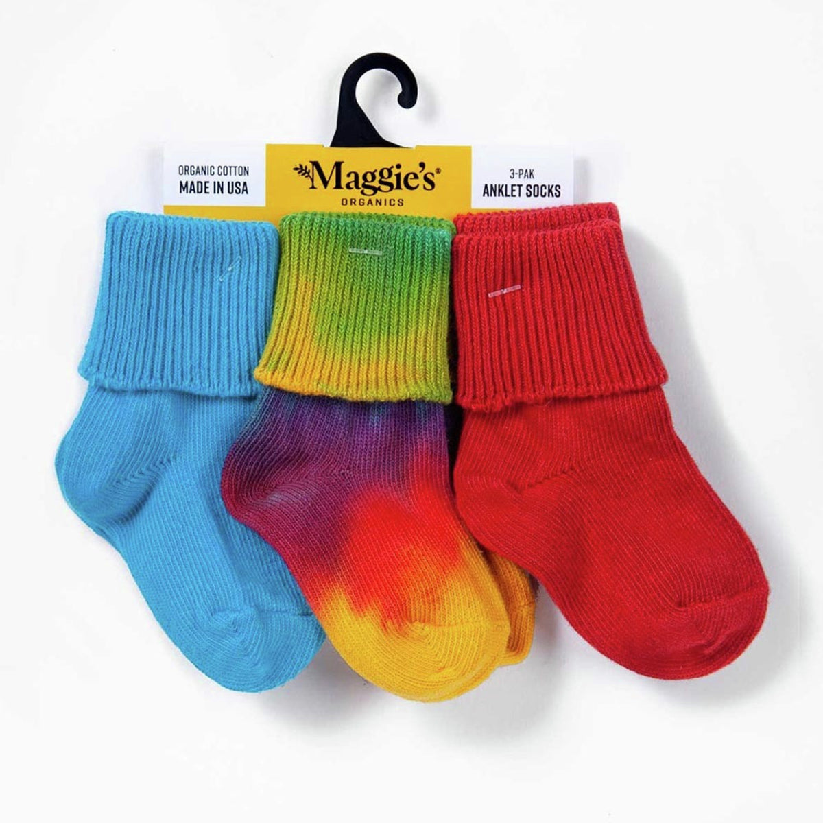 Maggie&#39;s Organics Tie-Dye Toddler Socks 3 Pack