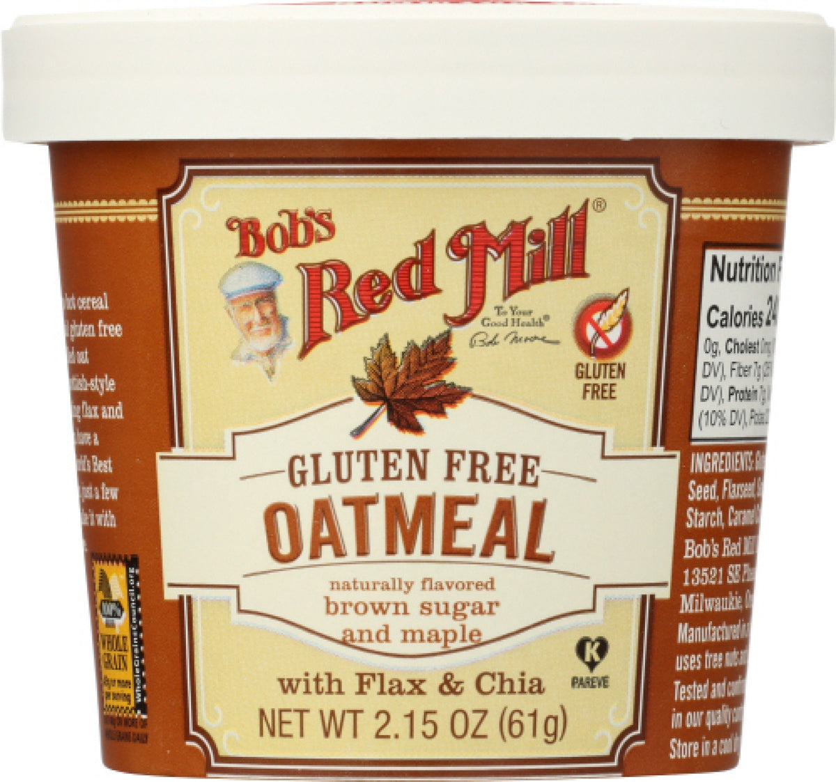 Bobs Red Mill Gluten Free Oatmeal Maple Brown Sugar 2.15 oz Container