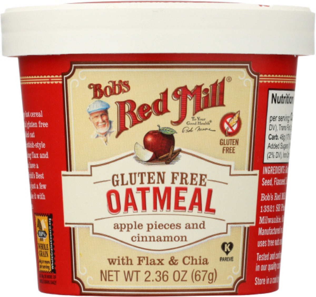 Bobs Red Mill Gluten Free Oatmeal Apple Cinnamon 2.36 oz Container