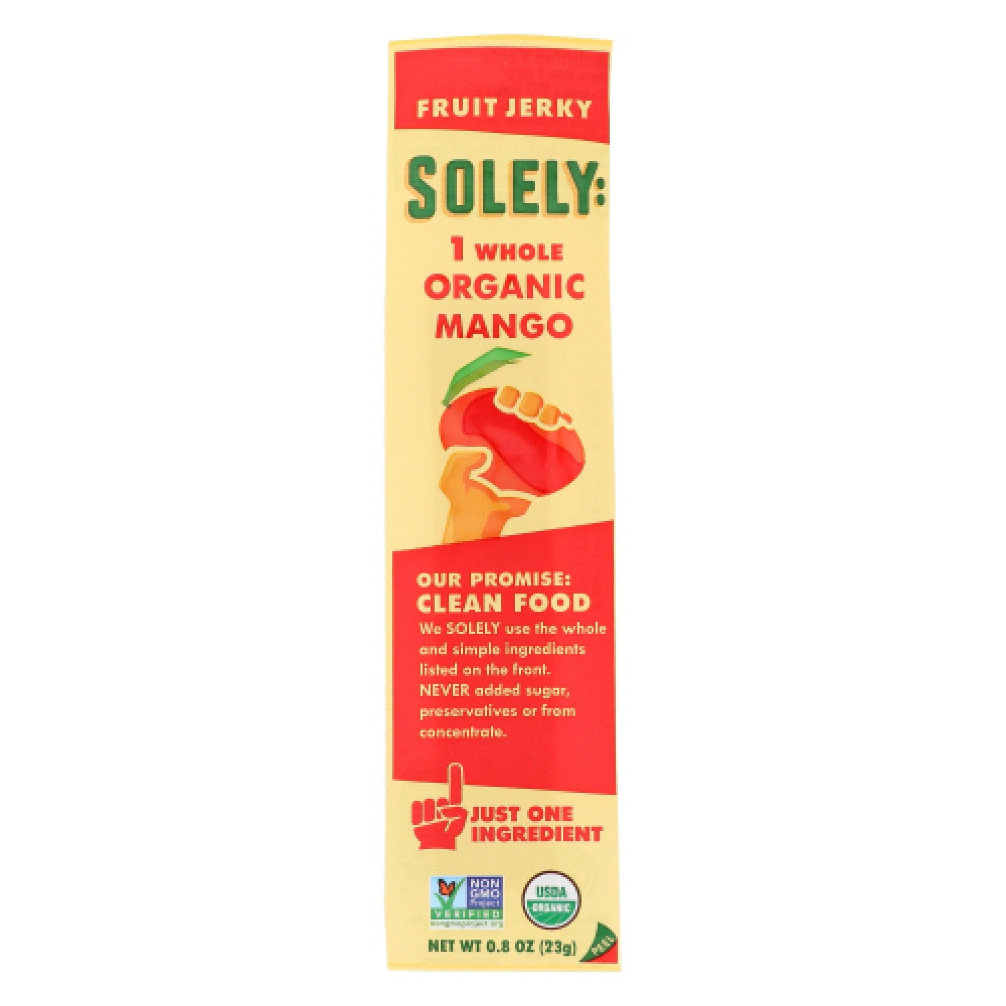 Solely Fruit Jerky 1 Whole Organic Mango-Box 12 (0.8 oz) Box