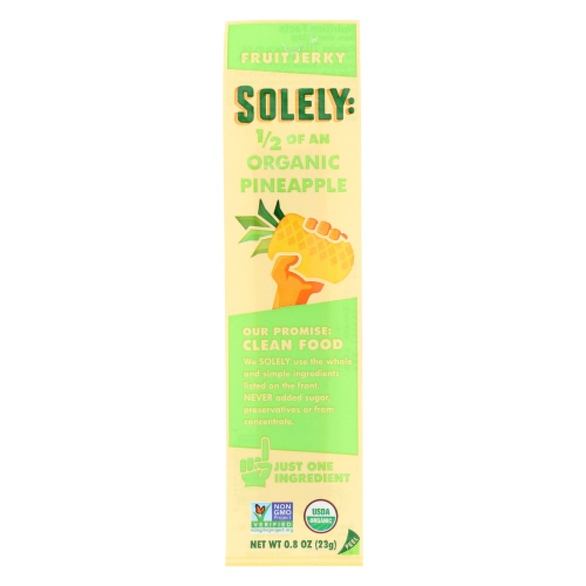 Solely Fruit Jerky 1/2 of an Organic Pineapple-Box 12 (0.8 oz) Box