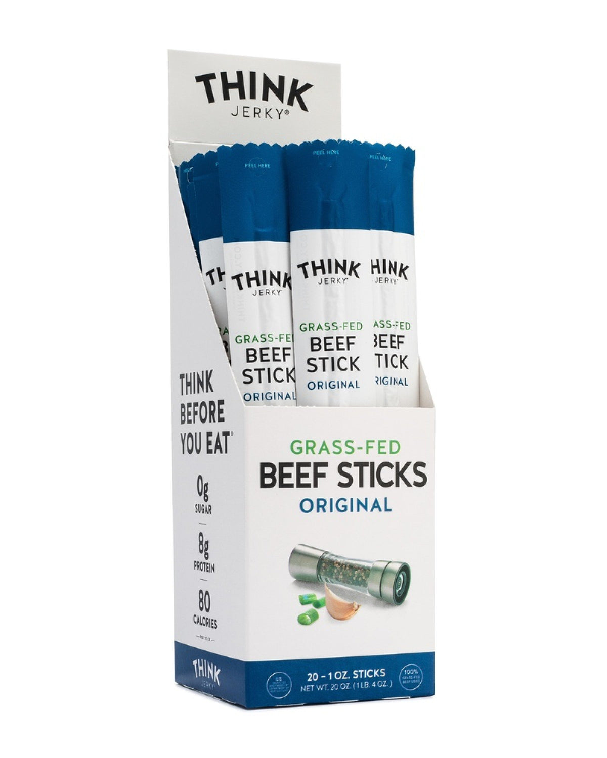 Think Jerky Original 100% Grass-Fed Beef Stick-Box 20 (1 oz Sticks) Box
