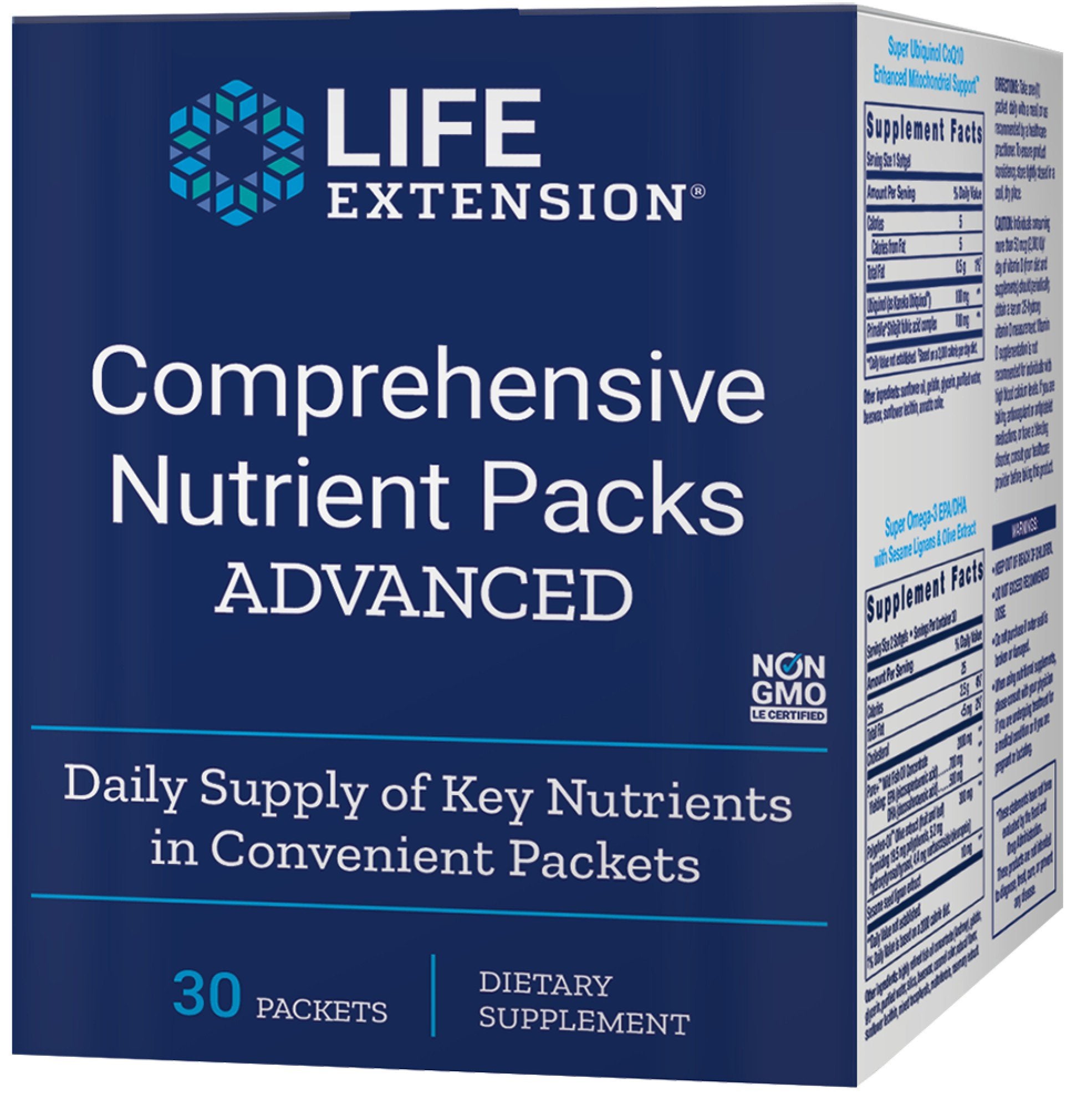 Life Extension Comprehensive Nutrient Packs Advanced 30 Packs Box