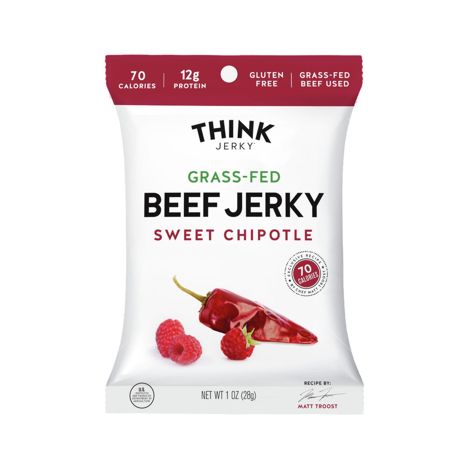 Think Jerky Sweet Chipotle 100% Grass-Fed Beef Jerky 1 oz Bag