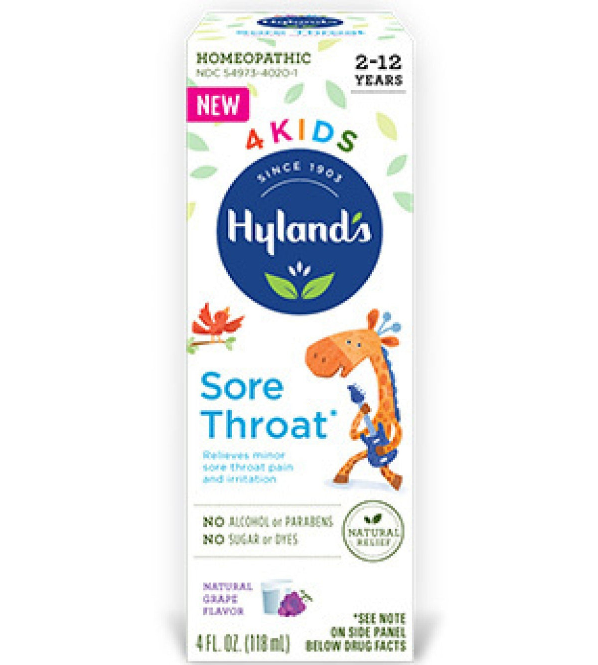 Hylands 4 Kids Sore Throat Grape 4 oz Liquid