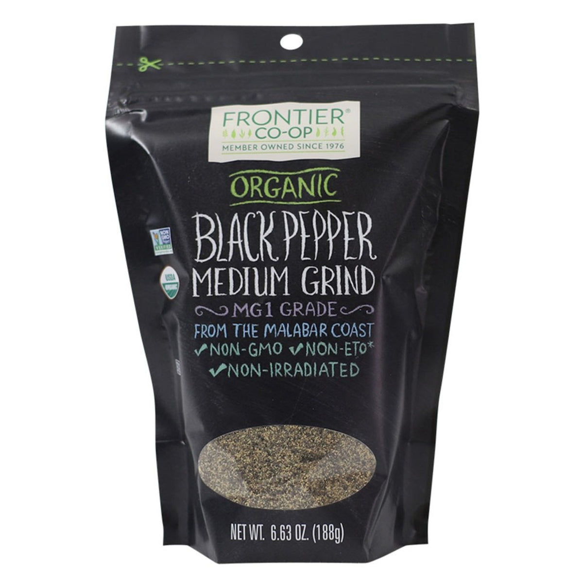 Frontier Natural Products Organic Pepper Black Medium Ground 6.63 oz Bag