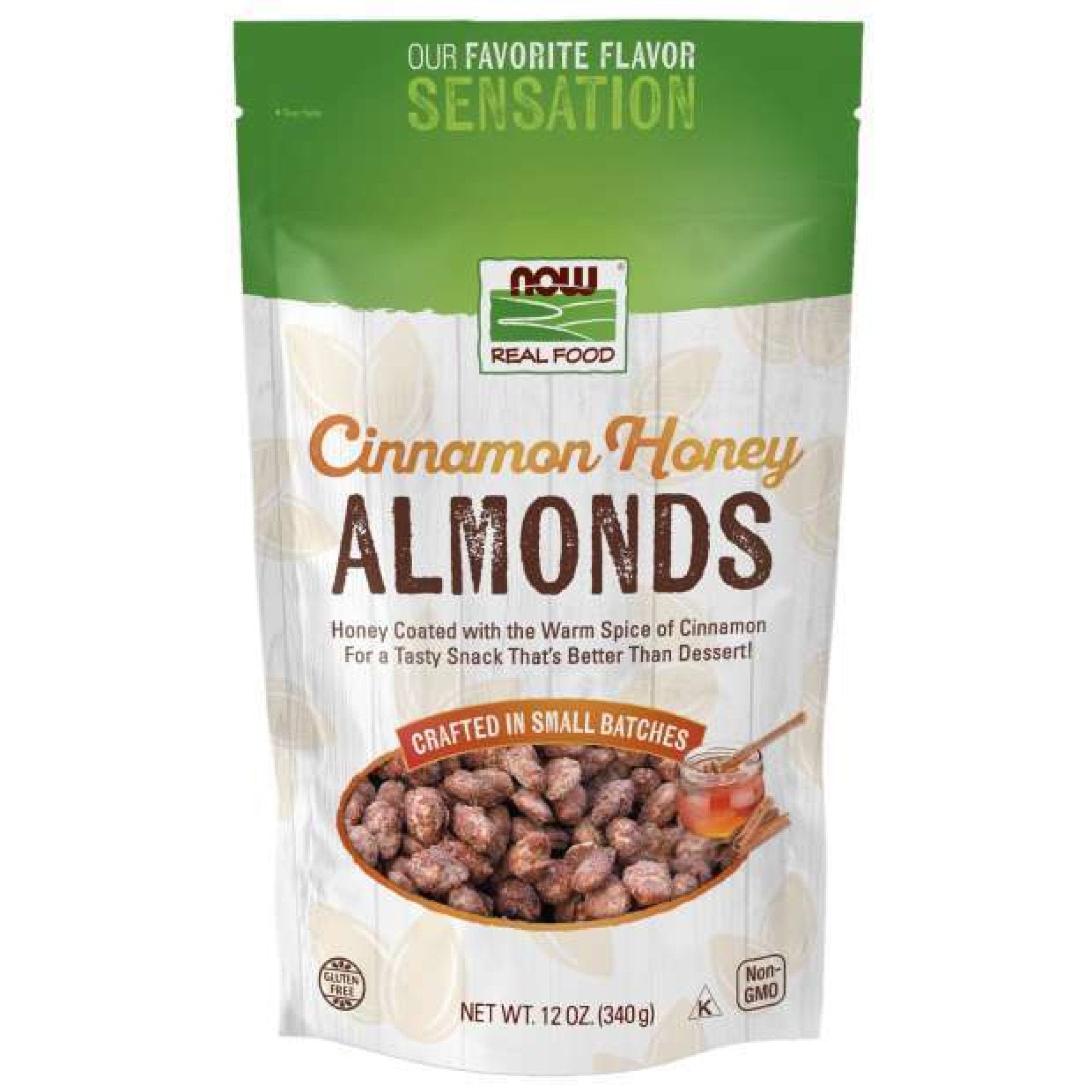 Now Foods Honey Cinnamon Almonds 12 oz Bag