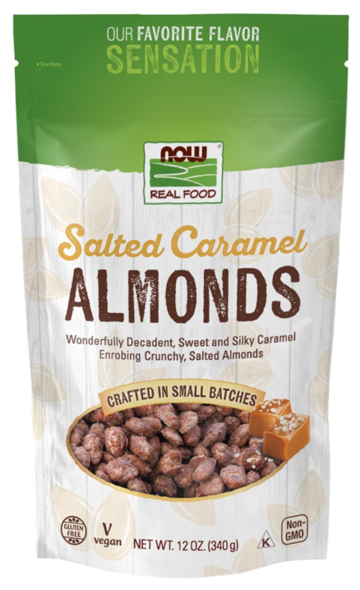 Now Foods Salted Caramel Almonds 12 oz Bag