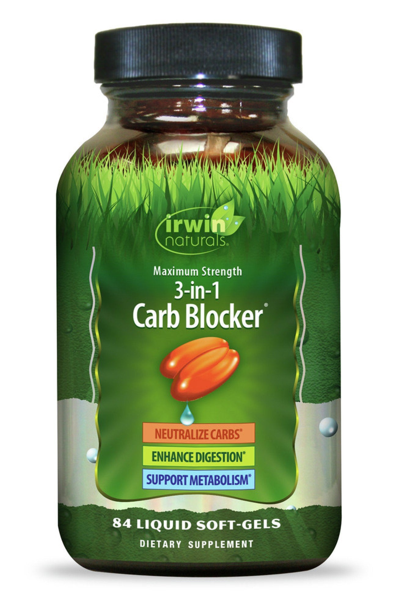 Irwin Naturals Maximum Strength 3-in-1 Carb Blocker 84 Liquid Softgel