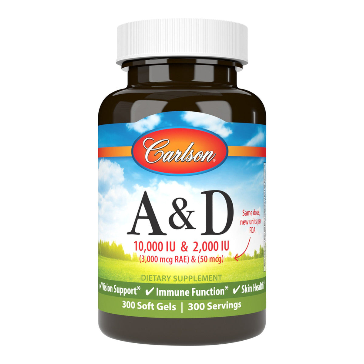 Carlson Laboratories Vitamins A &amp; D 10,000 IU  2,000 IU 300 Softgel