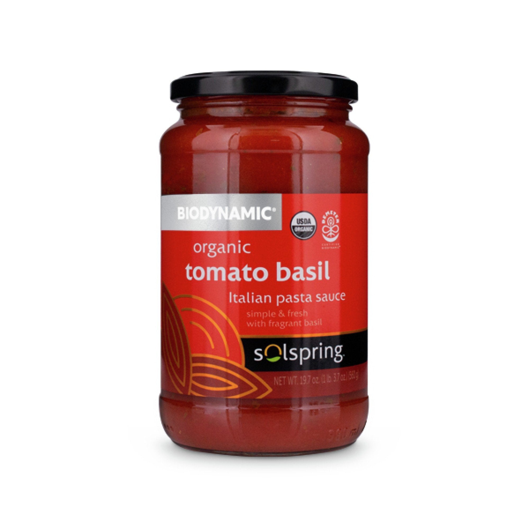 Dr. Mercola Solspring Biodynamic Organic Tomato Basil Italian Pasta Sauce 19.70 oz Glass Jar