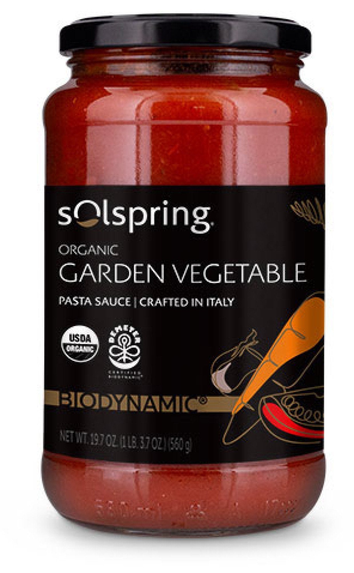 Dr. Mercola Solspring Biodynamic Organic Garden Vegetable Italian Pasta Sauce 19.70 oz Glass Jar