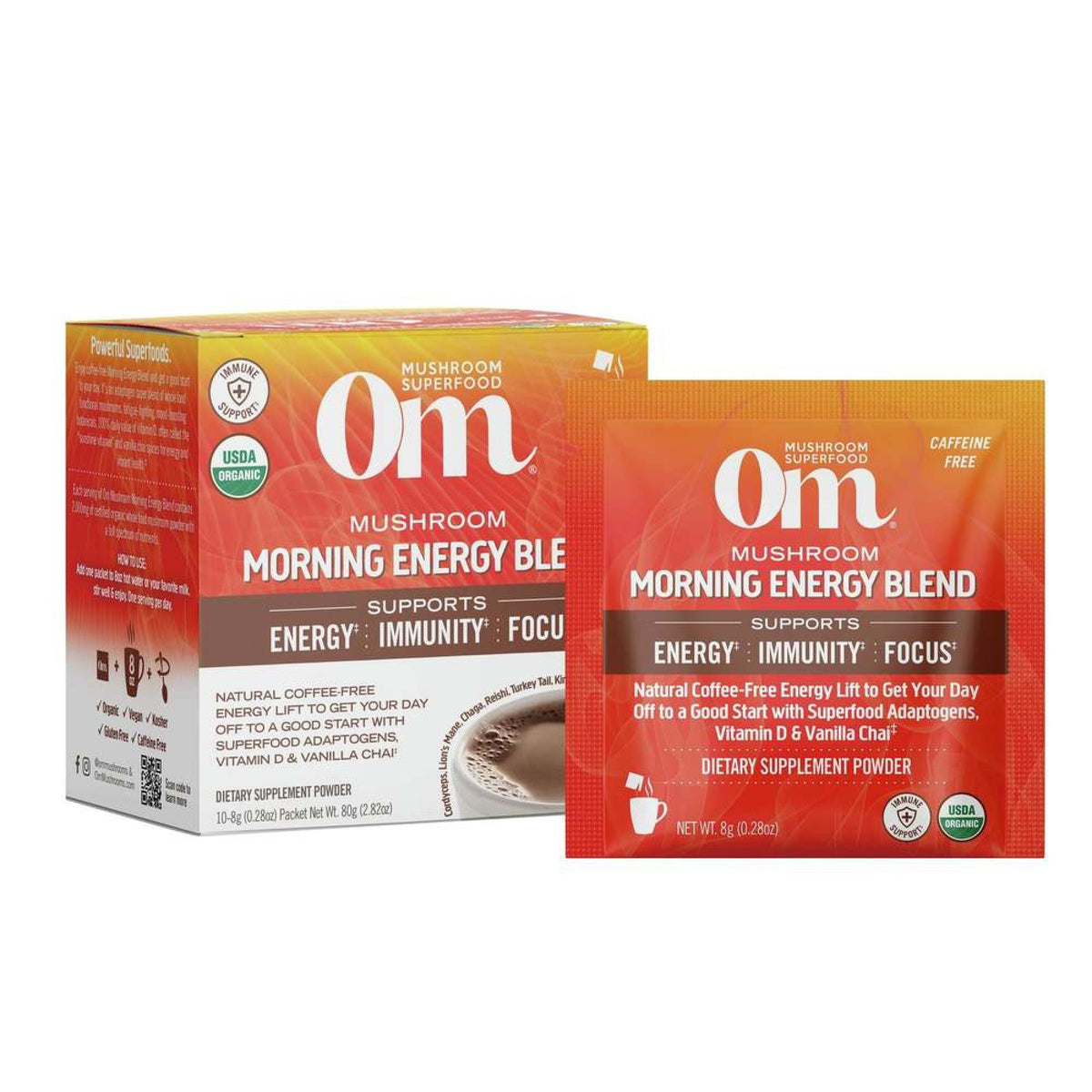 Om Mushrooms Mushroom Morning Energy Blend 10 Packs Box