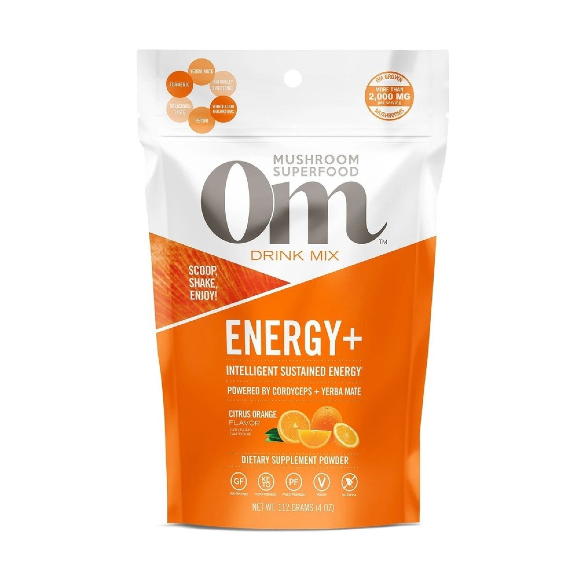 Om Mushrooms Energy + Citrus Orange Mushroom Superfood Drink Mix 112g (3.95oz) Powder