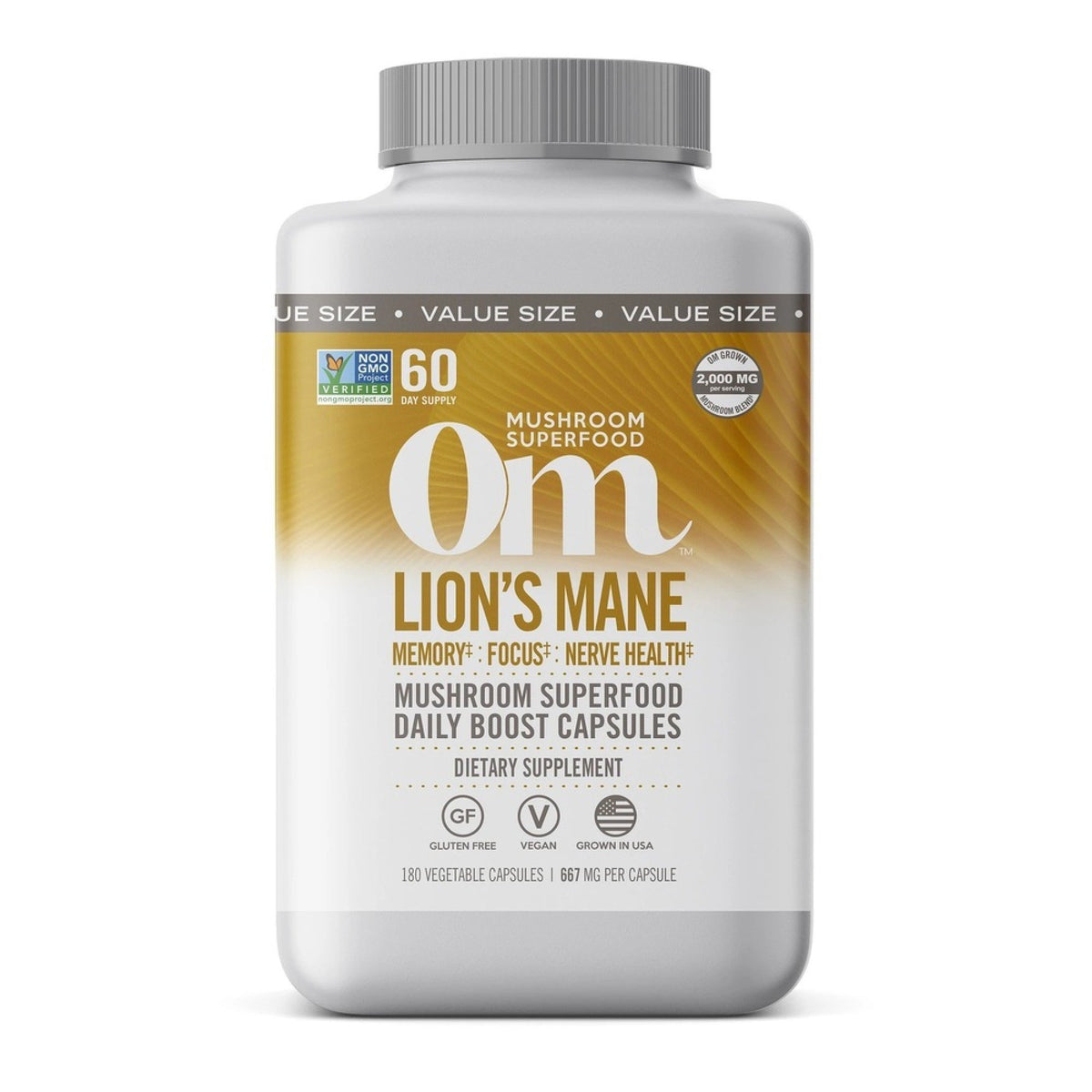 Om Mushrooms Lion&#39;s Mane Mushroom Superfood 180 Capsule