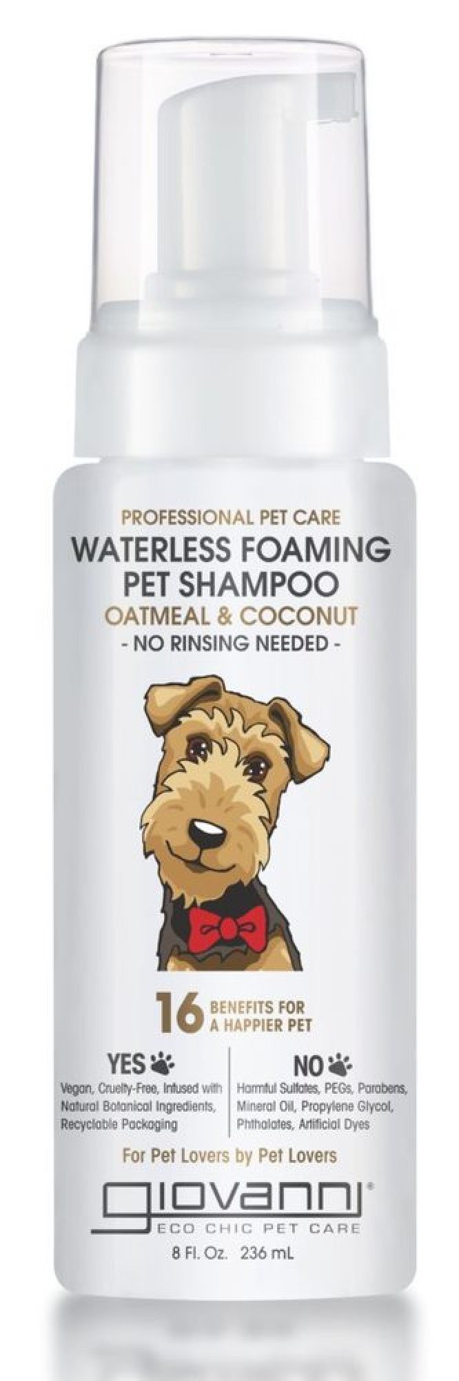 Giovanni Professional Pet Collection Waterless Foaming Shampoo Oatmeal & Coconut 8 oz Liquid