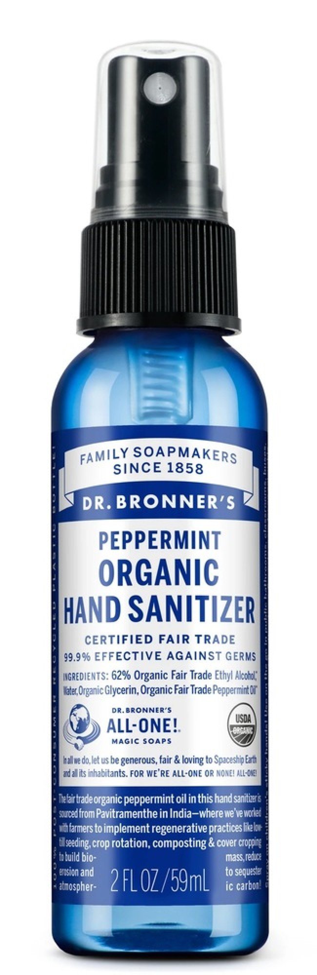 Dr. Bronner&#39;s Peppermint Hand Sanitizer 2 oz Liquid