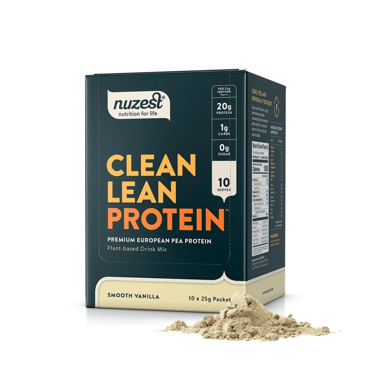 NuZest Clean Lean Protein Smooth Vanilla 10 Packs Box