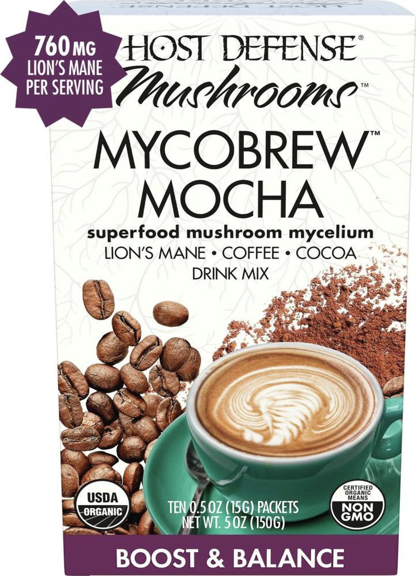 Fungi Perfecti/Host Defense Mycobrew Mocha Boost & Balance 10 Packets Box