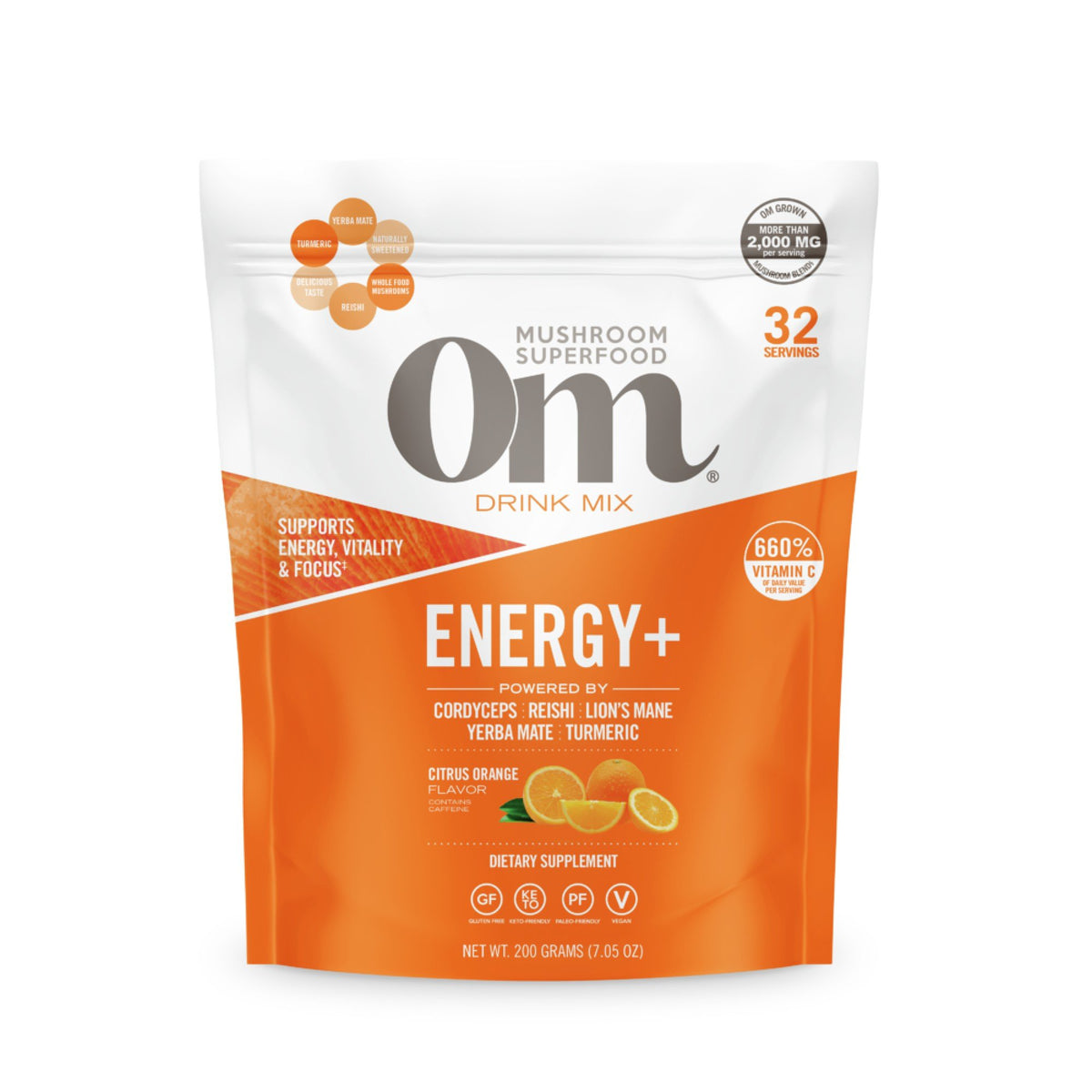 Om Mushrooms Energy + Citrus Mushroom Superfood 200g Powder