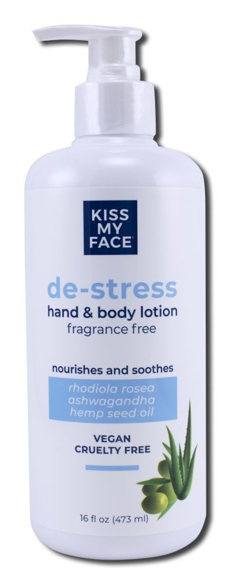 Kiss My Face De-Stress Hand & Body Lotion Fragrance Free 16 OZ Bottle with  Pump