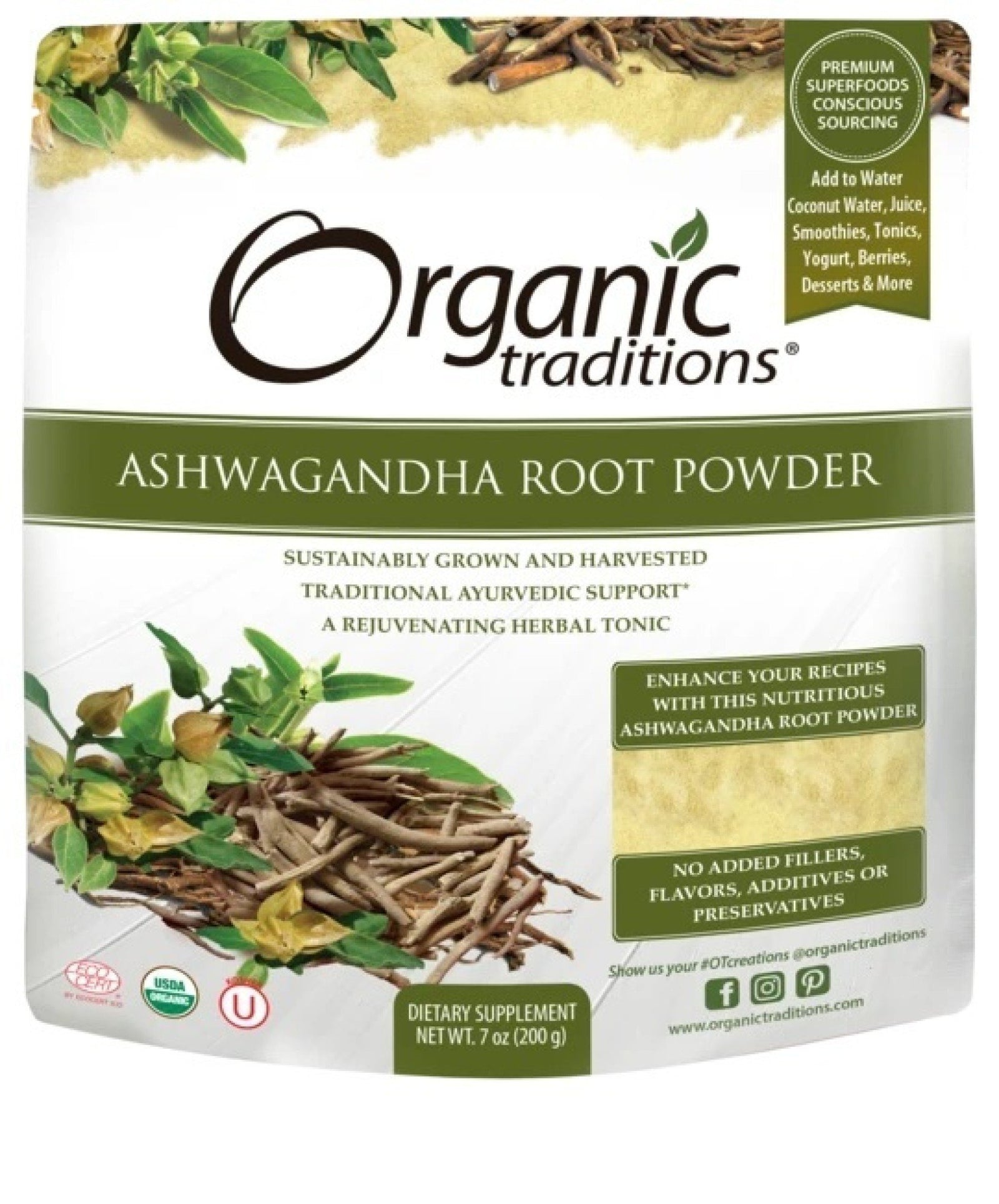 Organic Traditions Ashwagandha Powder 7  oz Bag