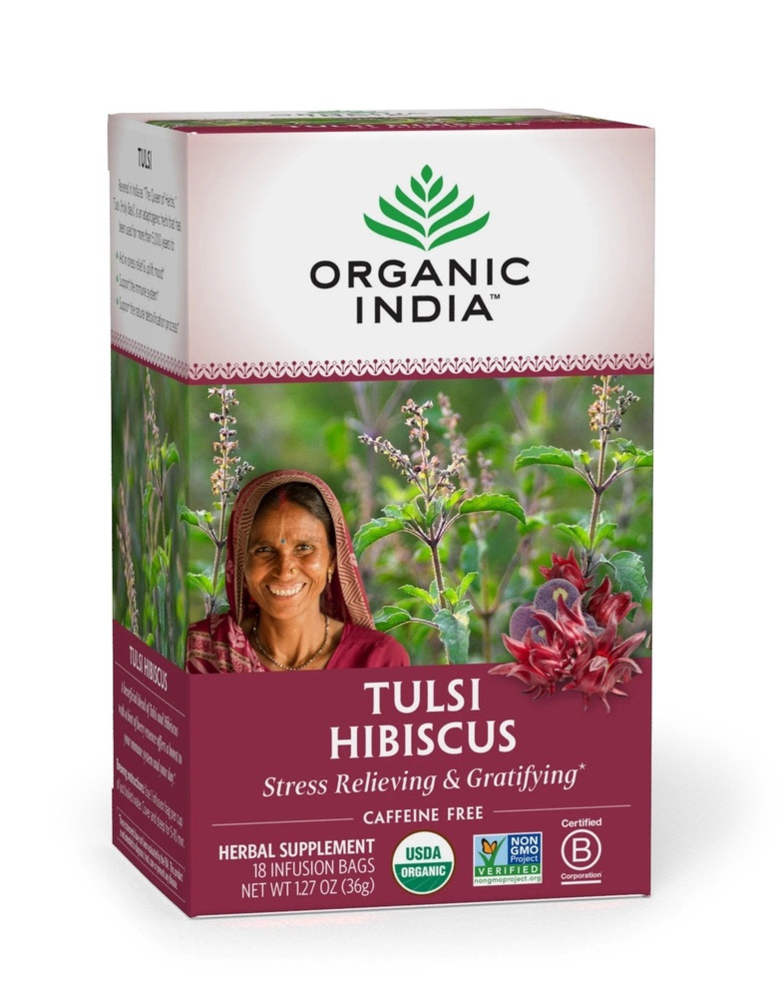 Organic India Tulsi Tea Hibiscus 18 Bag Box