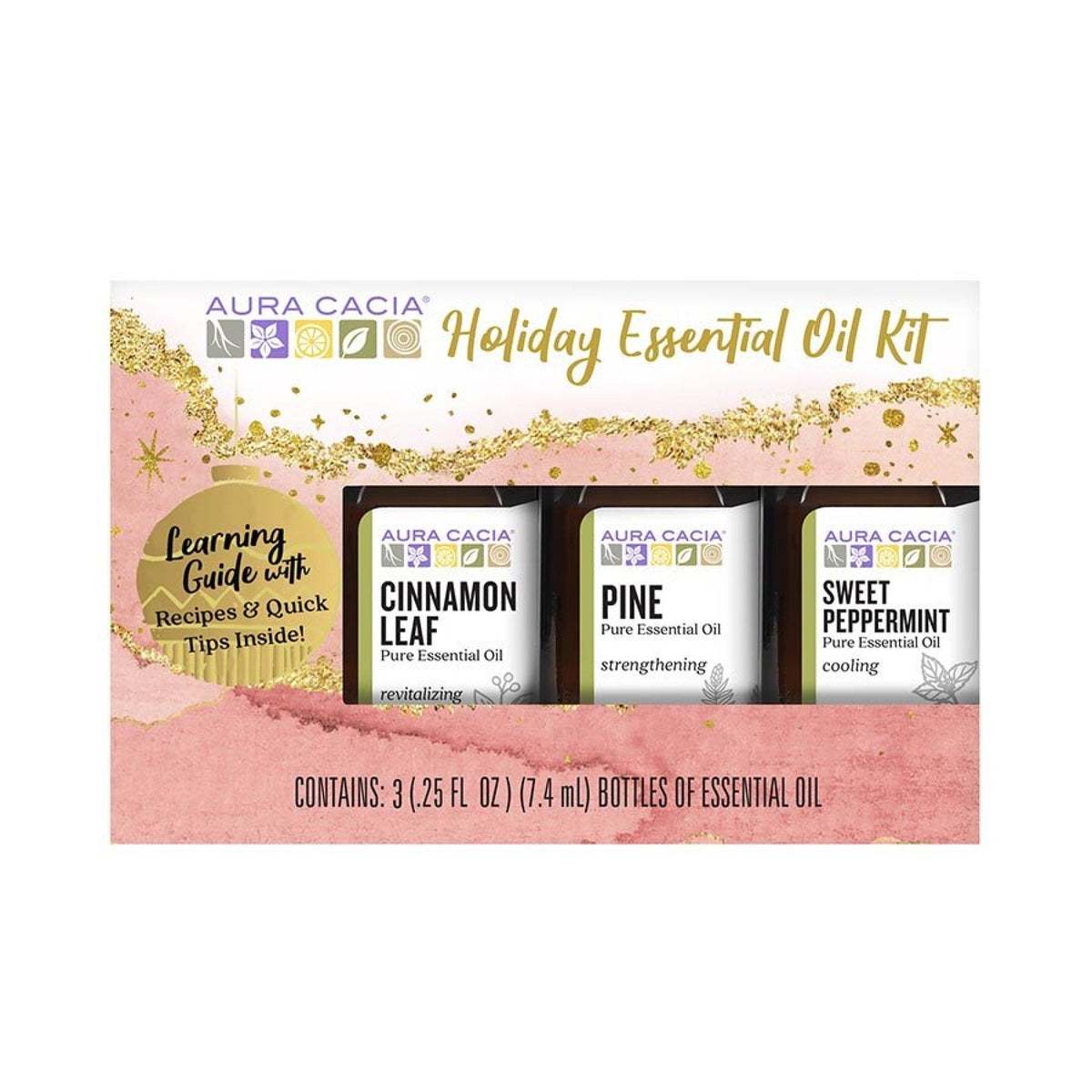 Aura Cacia Holiday Essential Oil Kit 3 Bottles (0.25 fl o Box