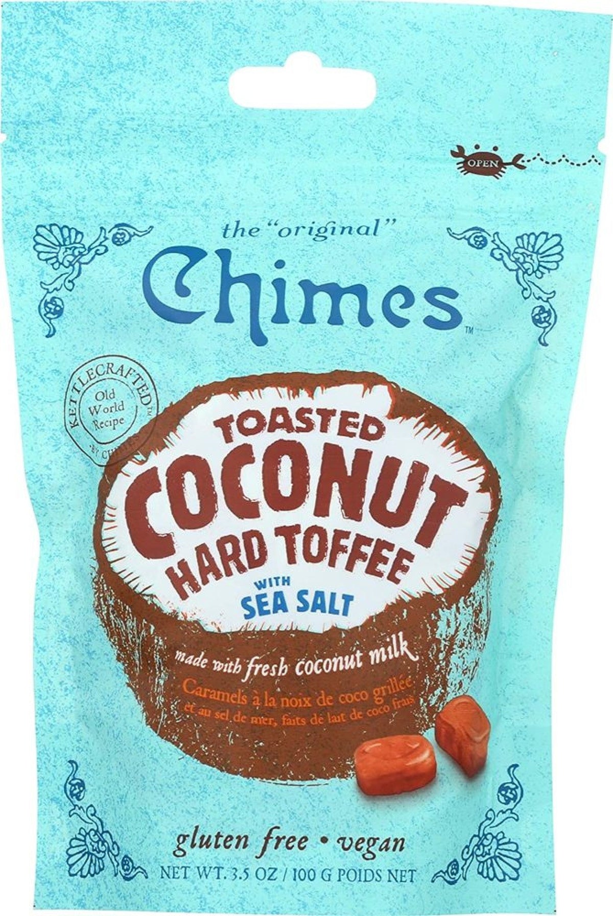 Chimes Toasted Coconut Hard Toffee 3.5 oz Bag