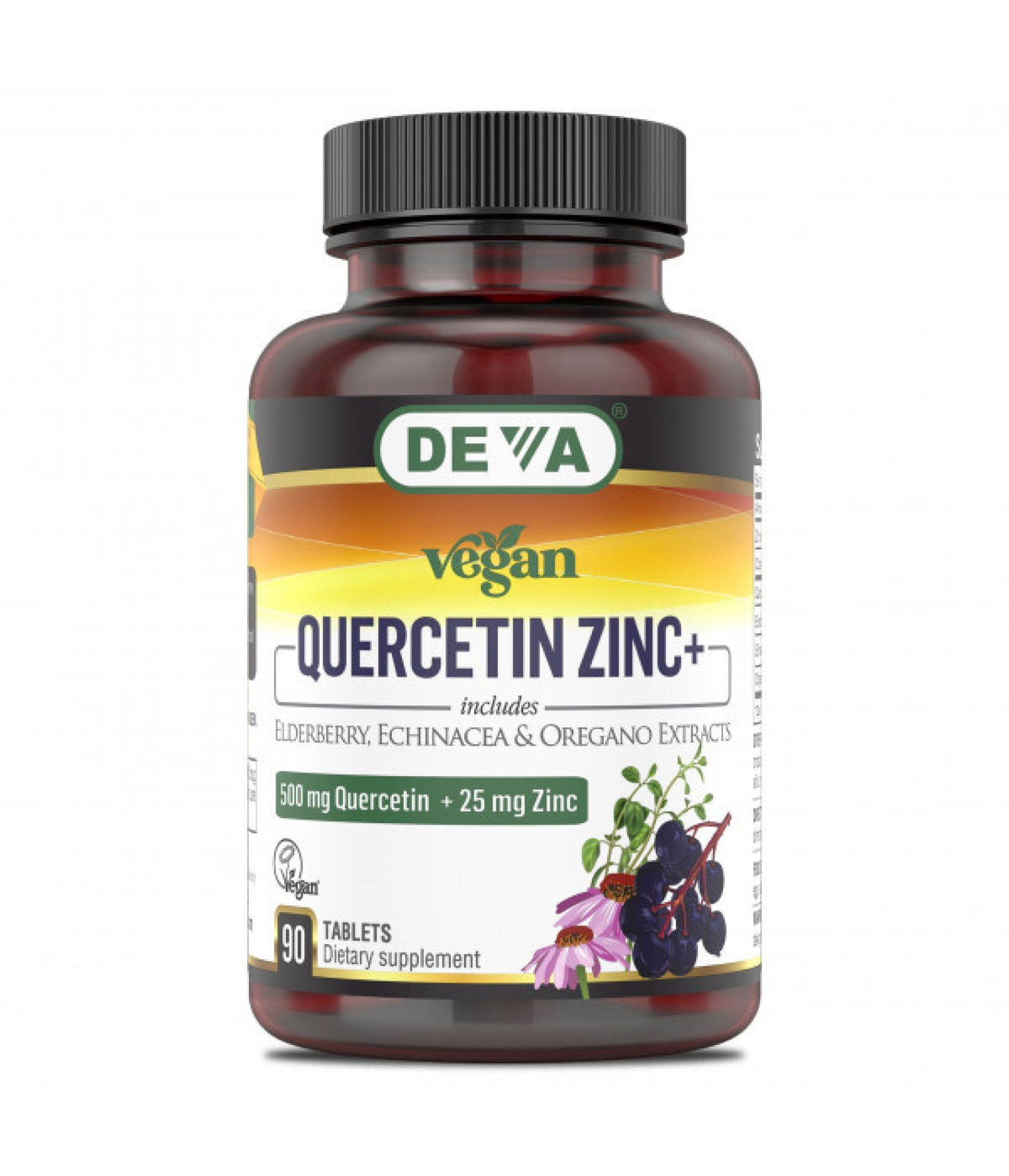 Deva Vegan Vegan Quercetin 500 mg w/ Zinc &amp; Elderberry 90 Tablet