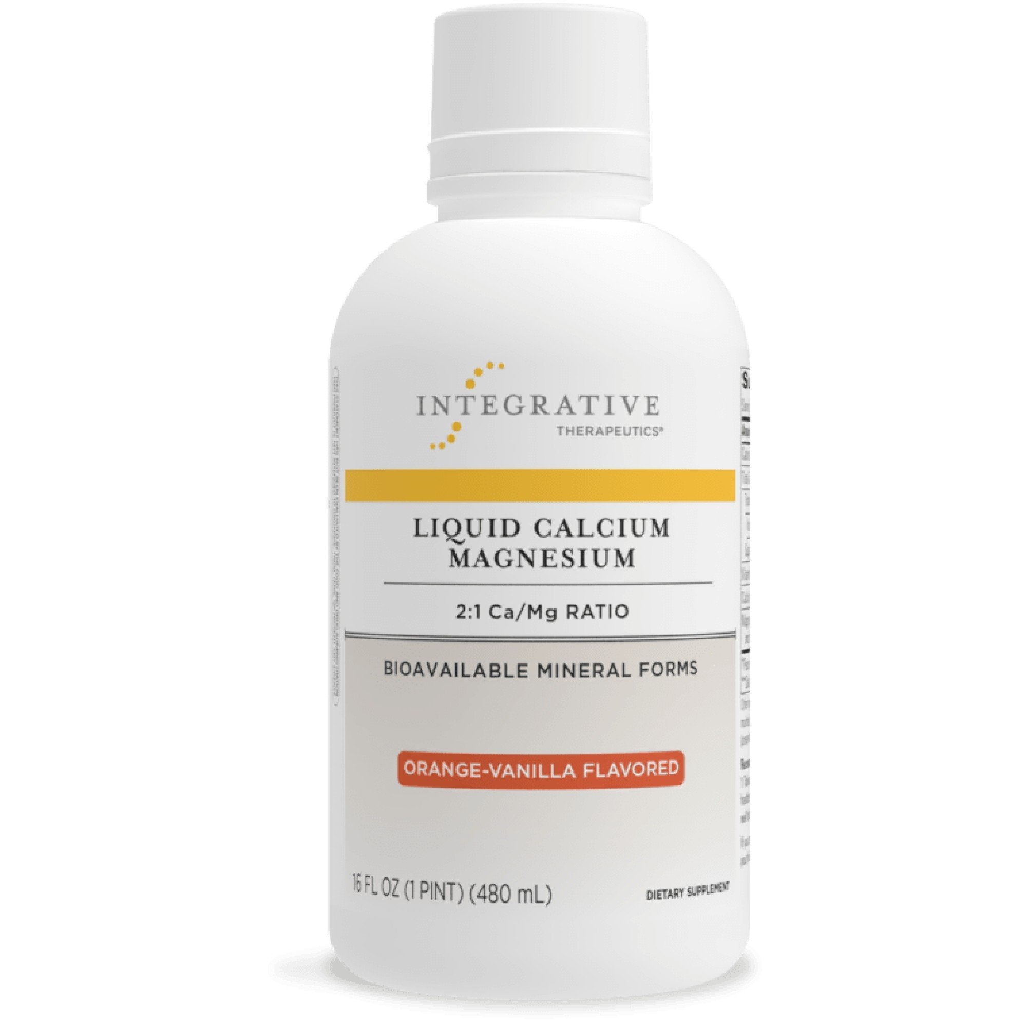 Integrative Therapeutics Liquid Calcium Magnesium 2:1 Cal/Mag Ratio - Orange Vanilla Flavored 16 oz Liquid