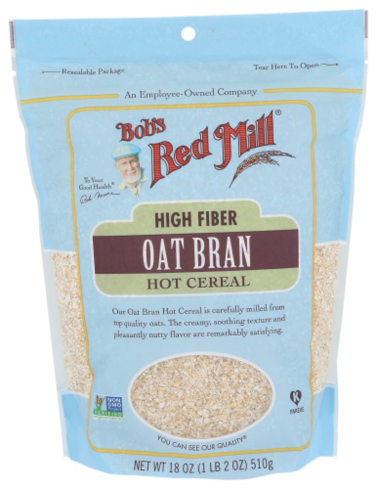 Bobs Red Mill High Fiber Oat Bran Hot Cereal 18 oz Bag