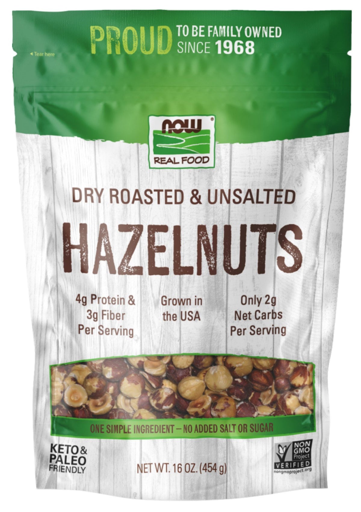 Now Foods Dry Roasted &amp; Unsalted Hazelnuts 16 oz Bag