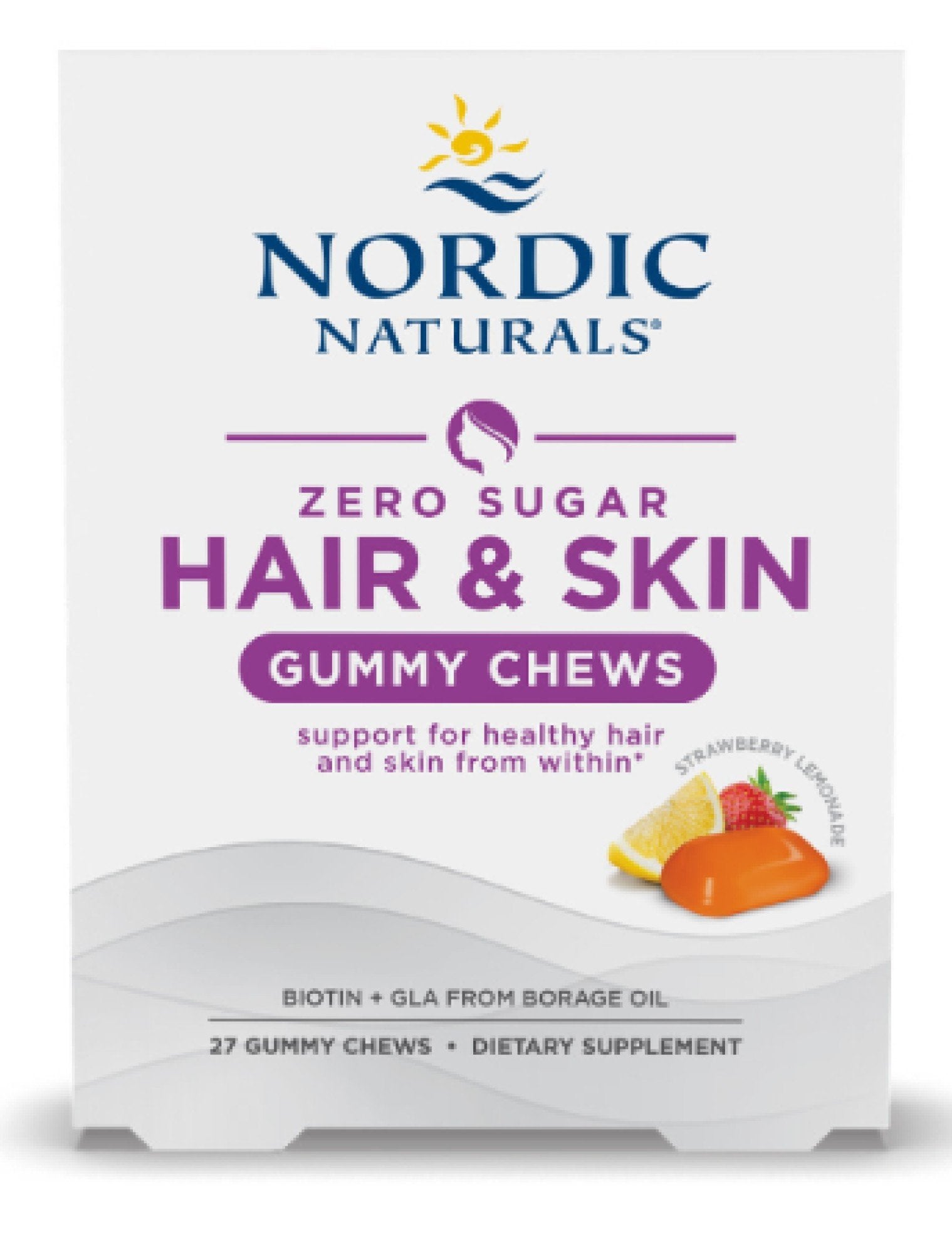 Nordic Naturals Zero Sugar Hair & Skin Gummy Chew 27 Gummy