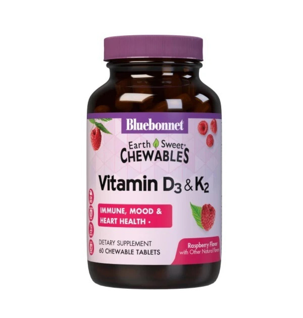 Bluebonnet Earthsweet Chewable Vitamin D3 &amp; K2 60 Chewable Tablet