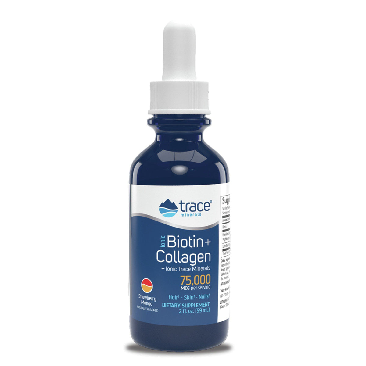 Trace Minerals Liquid Ionic Biotin + Collagen 75,000mcg 2 oz Liquid