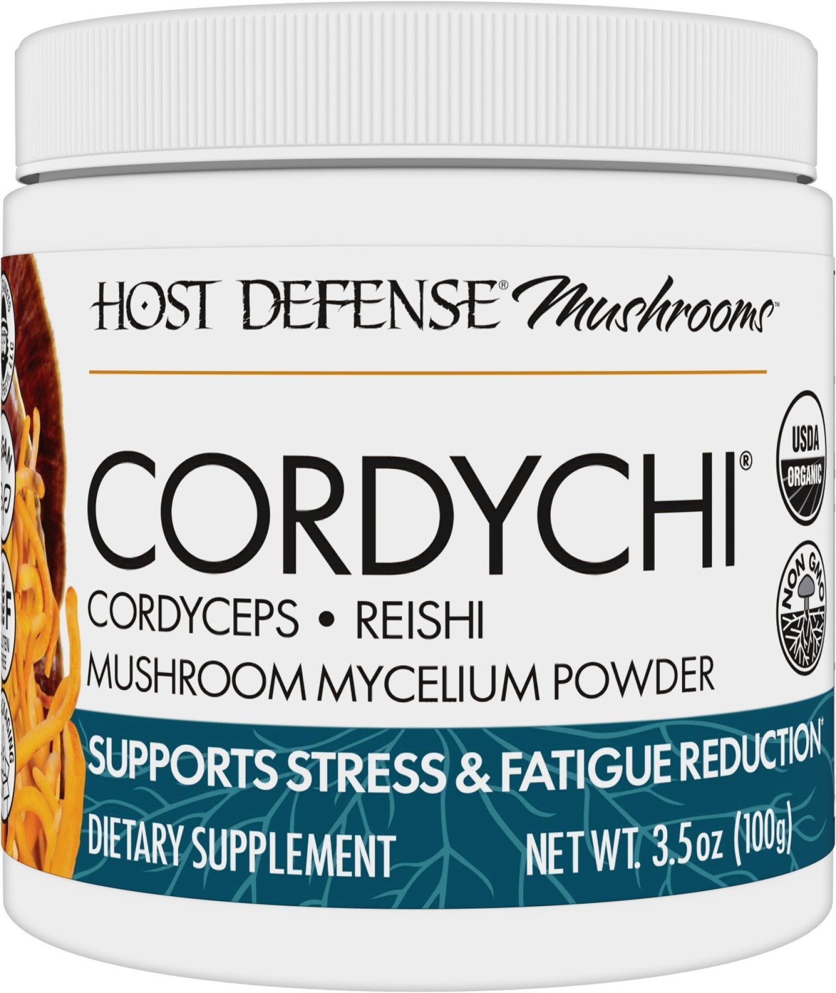 Fungi Perfecti/Host Defense Cordychi-Cordyceps-Reishi-Supports Stress & Fatigue Reduction-Healthy Respiratory Support-Mushroom Mycelium Powder 3.5 oz (100 grams) Powder