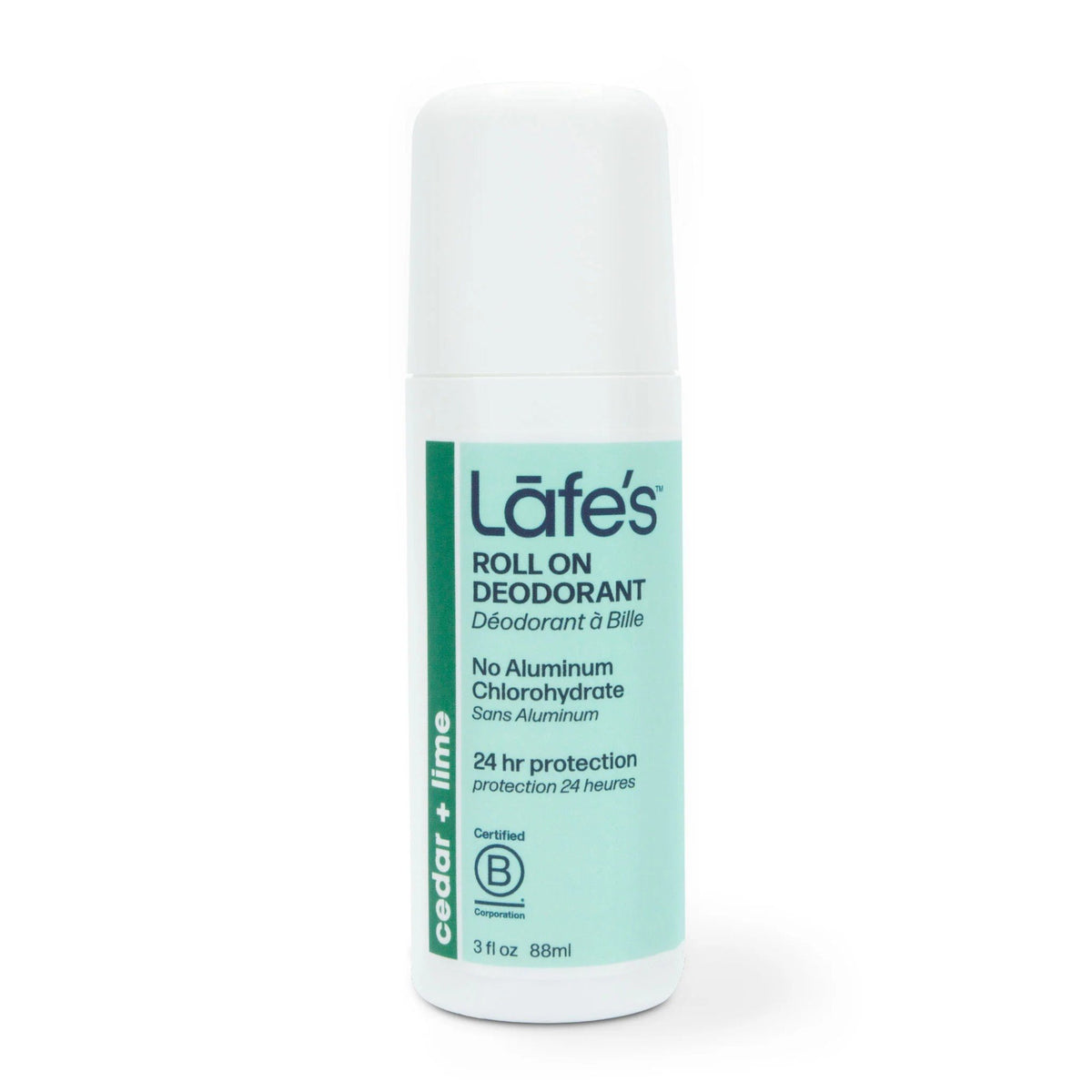 Lafe&#39;s Natural Bodycare 792870719952-Lafe&#39;s Mineral Salt Aluminum Free Deodorant - Cedar + Lime Roll-On 3 oz Roll-On