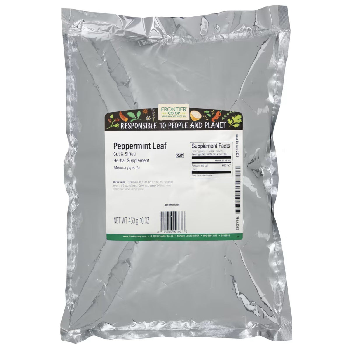 Frontier Natural Products Peppermint Leaf, Cut &amp; Sifted 1 lbs Bulk