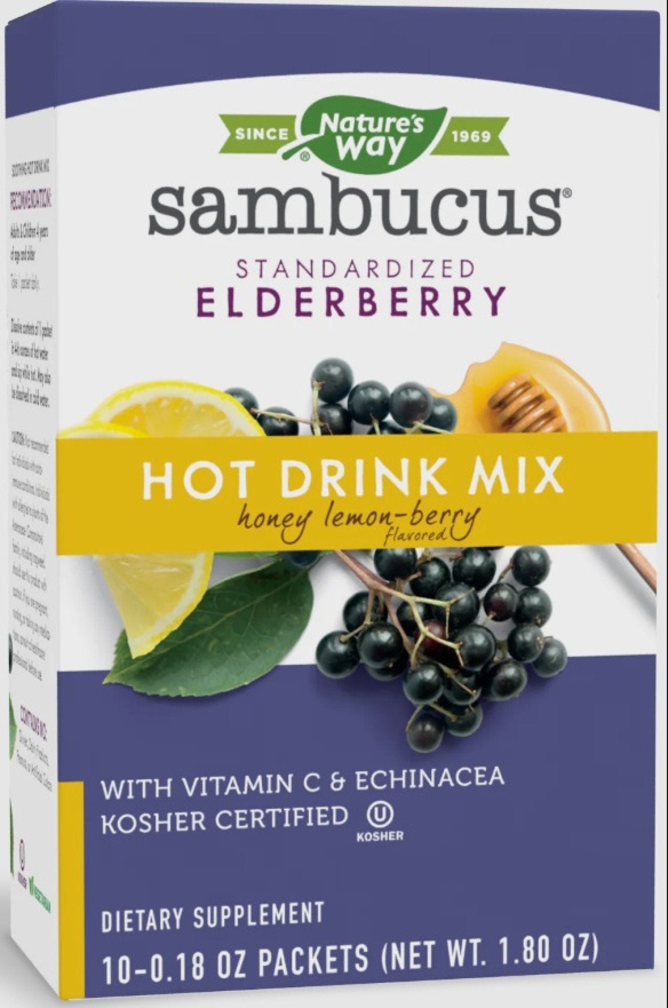 Nature's Way Sambucus Hot Drink Honey Lemon-Berry 10 Packets Box